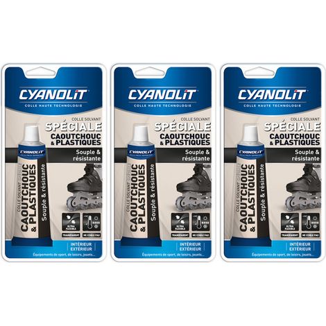 Lot de 3 Colles spécial Caoutchouc & Plastiques 50ml CYANOLIT (1/2)