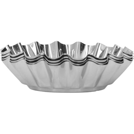 Tarteformen aus Edelstahl, runde, geriffelte Kuchenformen, Mehrzweck-Backformen für den Backofen, 12er-Set (Spiegelglanz, mittlere Größe) (1/5)