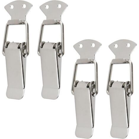 Spring latch, without locking mechanism, silver, 41 mm center distance, 4 iron/nickel plated spring latches. (1/5)