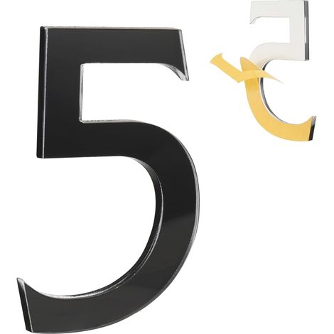 4-Pouces Numéro de Maison Autocollant - Étanche et Résistant aux Intempéries - Installation Facile pour Boîte aux Lettres, Porte et Poteau (Noir, 5) (1/5)