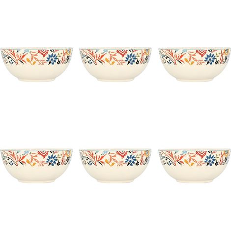 Lot de 6 bols à motif floral en grès 60cl, JAIPUR