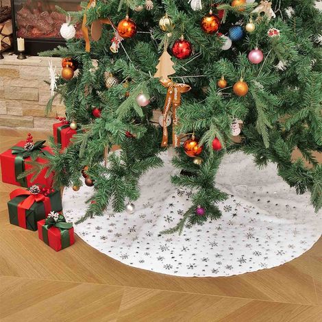 Arbre De Noël - Jupe De Sapin Ronde 122 Cm - En Nylon Et Spandex - Pour Salon Chambre Décoration Festive - 1 Pièce (1/5)