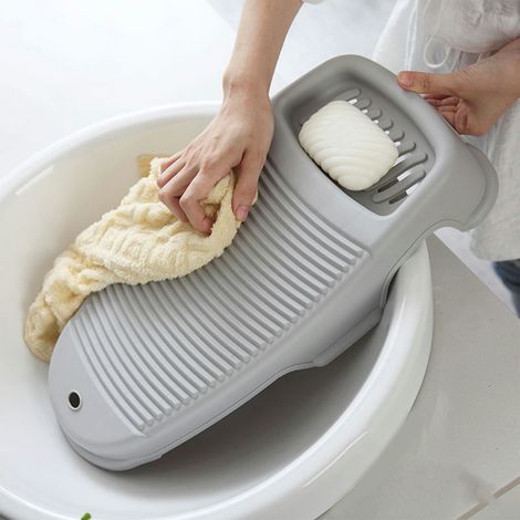 Planche À Laver - En Plastique - 42 x 21 cm - Avec Support Intégré Et Porte-Savon - Pour Linge Délicat - 1 Pièce (1/5)