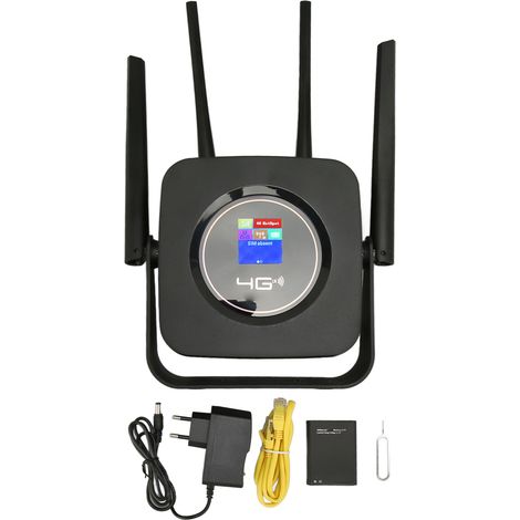 Routeur 4G LTE Professionnel, Haut Débit 300Mbps, Point d'Accès Mobile WiFi avec Emplacement Carte SIM, Zone Européenne, 100‑240V Noir, Prise EU (1/5)
