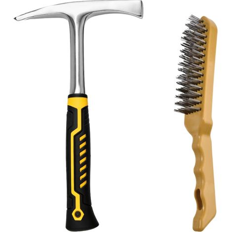 Marteau à Débiner et Brosse Métallique pour Soudure, Outil Robustes d’Élimination du Laitier, Têtes Pointue et Plate, Manche Anti-dérapant, Pour Atelier et Projets DIY (1/5)