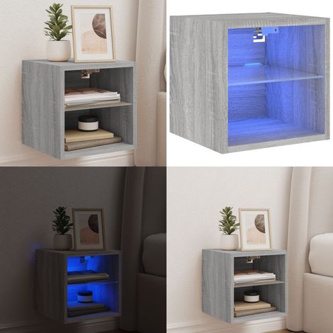 Meuble TV mural avec lumières LED sonoma gris 30x28,5x30 cm - Meuble Tv Mural - Armoire Tv - Éclairage Led Rgb - Rangement Mural - Design Moderne - Home & Living (1/5)