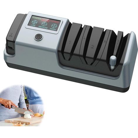 Affûteur de couteaux électrique 5 en 1, 3 vitesses de rotation, réglable pour lames lisses, dentelées, à hacher et ciseaux