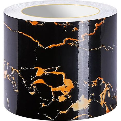 Bordure De Papier Peint Frise Murale Adhesive Bordure Papier Peint Frise Autocollante Pour Cuisine, Salle De Bains, Plafond, Salon, Chambre DéCoration Murale Motif Noir Et Jaune 20cm X 500cm