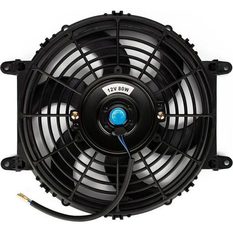 Universal Electric Cooling Fan - 12V Radiator Fan - Motor Fan Blades - 80W - Mounting Kit (23cm)