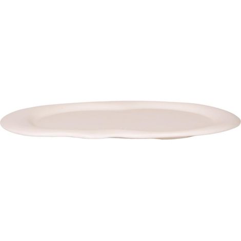 Plateau ovale décoratif en métal pour plantes et orchidées coloris travertin 30 x 13 cm - PANGIVO