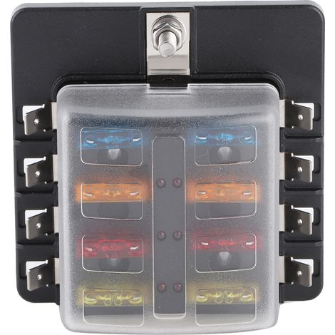 Boîte à fusibles à 8 voies pour voiture ou bateau, avec porte-fusibles à lames et indicateur LED. (1/5)