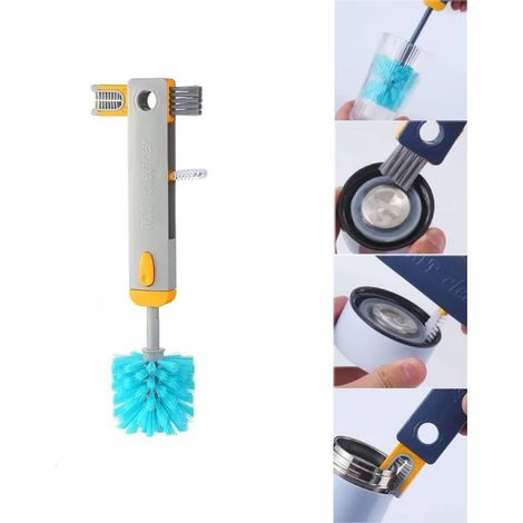 Brosse de nettoyage 4 en 1 pour tasses, porte-bouteilles, casserole multifonctionnelle, brosse de nettoyage, nettoyeur de tasses (gris)-AquaForge (1/5)