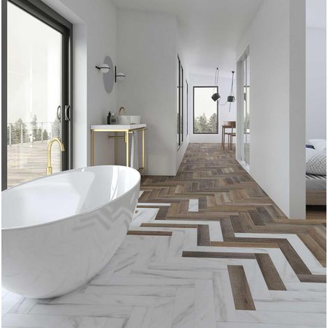 Carrelage effet marbre Love Affairs Calacatta Strip 50x10cm - Boîte de 0.79 m2 (1/3)