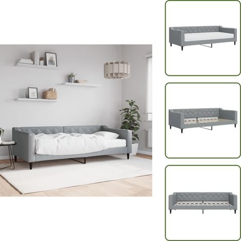 Tagesbett mit Matratze Hellgrau 90x200 cm Stoff - Tagesbett - Schlafsofa - Gästebett - Doppelbett - Sofa Bett Kombination (1/5)