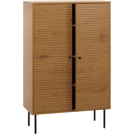 Credenza HHG-296, mobile armadietto, stile scandinavo, metallo legno melamina MVG 130x80x40cm, naturale (1/5)
