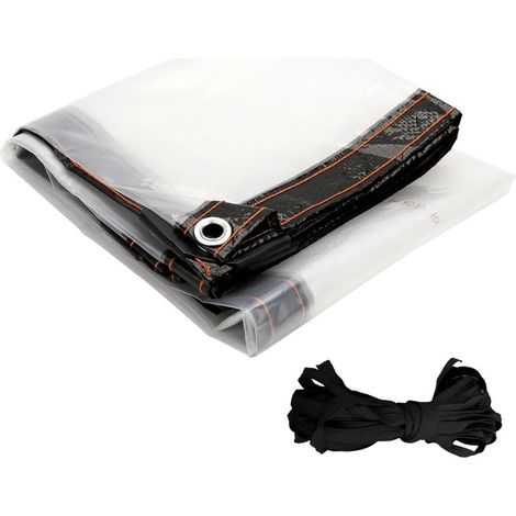 Auvent en bâche PVC transparente imperméable avec œillets et corde - 2 x 3 m (1/5)