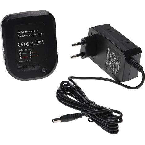 vhbw caricabatterie compatibile con Makita DTD134Y1J, DTD134RMJ, DTW280RMJ, DTP131Y1J, DTP131RMJ, DTD137Y1J, DTD136RMJ batterie Li-Ion di attrezzi