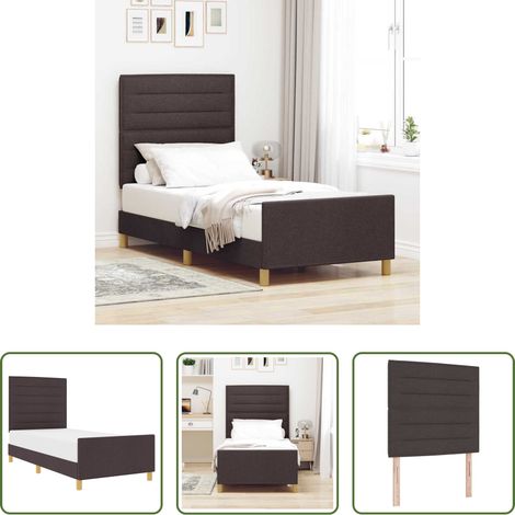 Stoffbett - Bettgestell mit Kopfteil Dunkelbraun 80 x 200 cm Stoff (1/5)