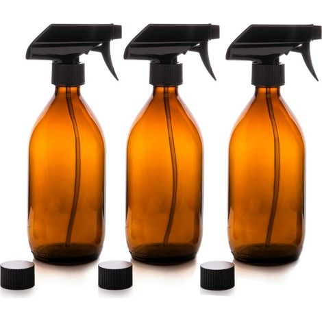 Haushaltsübliche Sprühflasche für ätherische Öle (500 ml) aus braunem Glas mit Lampenschirm für den Werkzeugraum