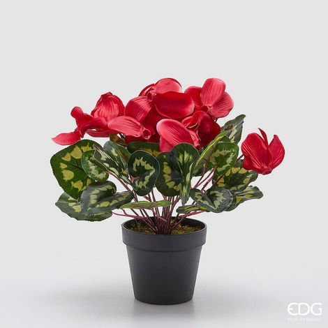 EDG Enzo De Gasperi Pianta Artificiale Ciclamino con Foglie e Vaso H 32 Cm Fuchsia – Pianta Decorativa Realistica Design Moderno