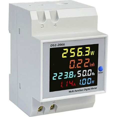 Contatore di energia digitale AC 40-300V 100A – Display LCD retroilluminato – Misurazione potenza 0-30000W – Multifunzione per guida DIN (1/5)