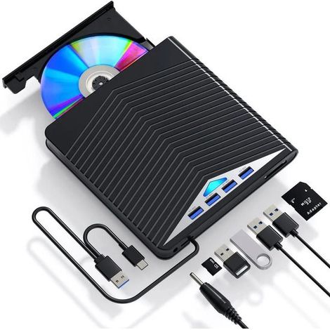 Lecteur optique externe, lecteur DVD/Blu-ray, fonction lecture/écriture, enregistreur DVD UHD portable (1/3)