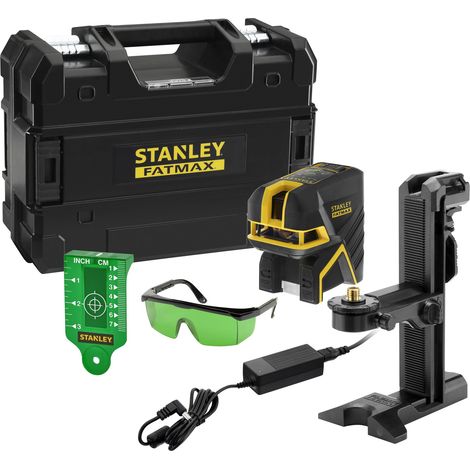 Stanley – Niveau laser vert croix 2 points – Portée 45m – Précision +/- 3mm à 10m – Faisceaux haute visibilité pour extérieur