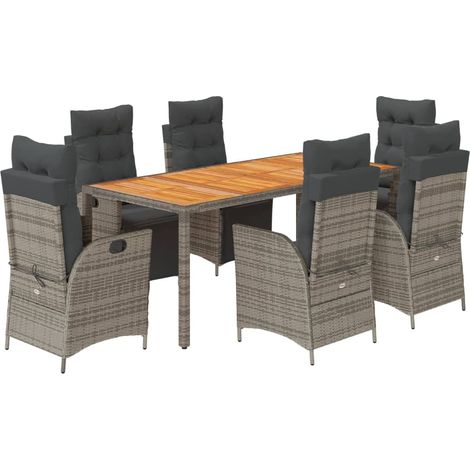 Maison Exclusive - Set da Pranzo da Giardino 7 pz con Cuscini in Polyrattan Grigio (1/5)