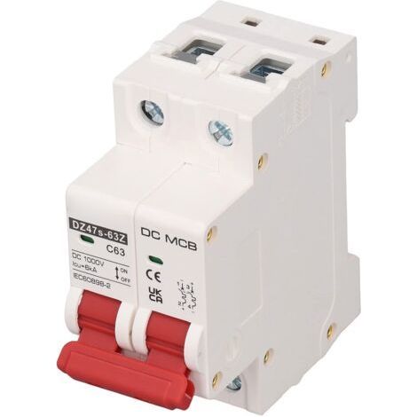 Disjoncteur bipolaire DC 2P 1000V 63A – Étanche IP65 – Installation sur rail DIN – Déconnexion rapide en cas de court-circuit (1/5)