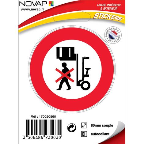Panneau Interdit de passer sous la charge - Vinyle adhésif Ø80mm - 4230030