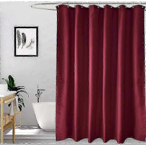 Rideau de douche 180 x 180 cm en polyester, imperméable et anti-moisissure, rouge, style simple et moderne. (1/5)
