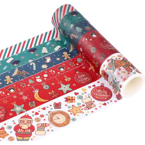 Ensemble de 6 rouleaux de ruban adhésif décoratif de Noël Washi Tape KLB (1/5)