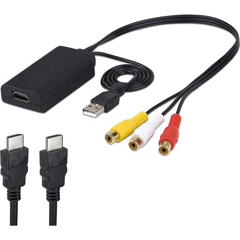 Convertisseur Hdmi Vers Rca - 1080p 60 Hz - Compatible Pal Ntsc Secam - Entrée Hdmi Femelle - Sortie Av 3Rca Composite - Pour Tv Ancienne Pc Xbox Dvd (1/5)