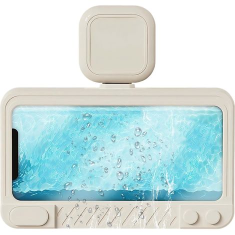 Porte Téléphone Salle De Bains Étanche Porte Téléphone Murale À Ventouse avec Haut Parleur,Support de Smartphone de Douche Ultra Mince pour Salle (1/5)