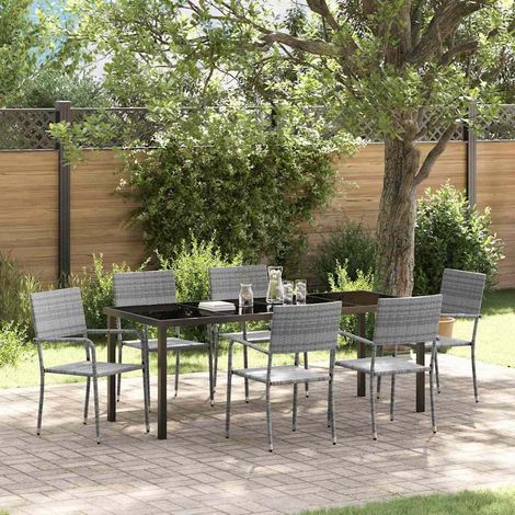 Teenpull – Garten Essgruppe 7 Stk. Grau Poly-Rattan (1/5)