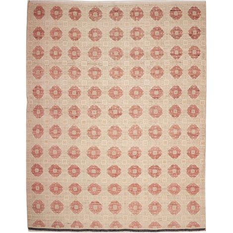 Tapis salon 235 x 310 cm, nature floral, noué main en laine, beige, crème et rose, décoration authentique (1/5)
