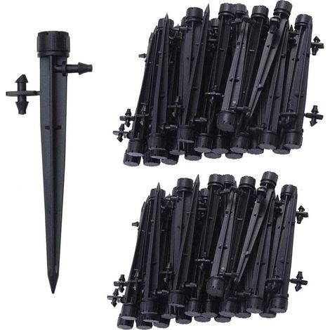 Goutteurs d'irrigation 100 pièces (noir), système d'arrosage universel 360° réglable avec raccords, kit de goutte-à-goutte pour jardin, débit d'eau ajustable (1/5)