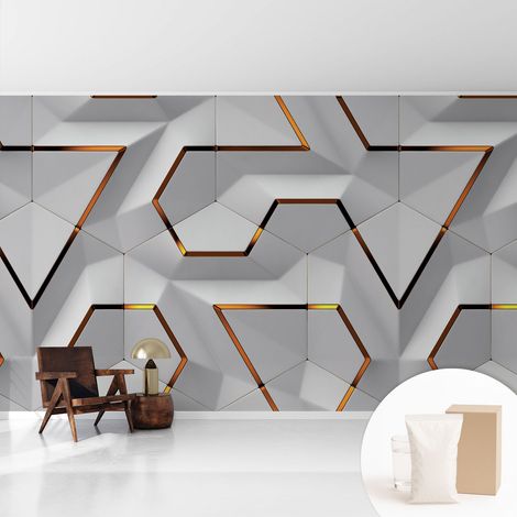 Tapete Vliestapete mit Kleber - trendige Wanddeko - elegant Fototapete für Wohnzimmer - Schlafzimmer Dreidimensionale Muster 416x254 cm (1/5)