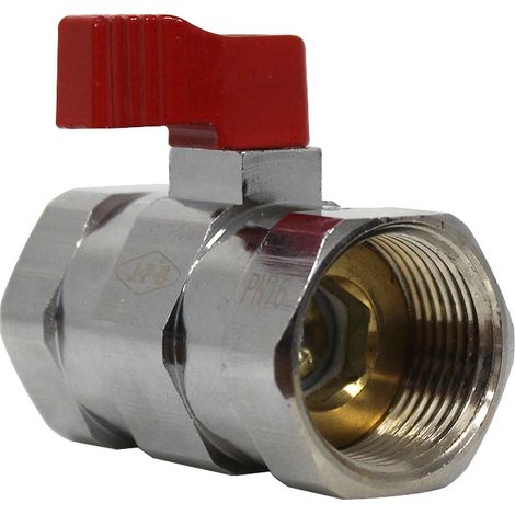 Mini-vanne laiton nickelé Femelle / Femelle 3/4" (20/27) - PN16 - manette rouge - Arcanaute (1/5)