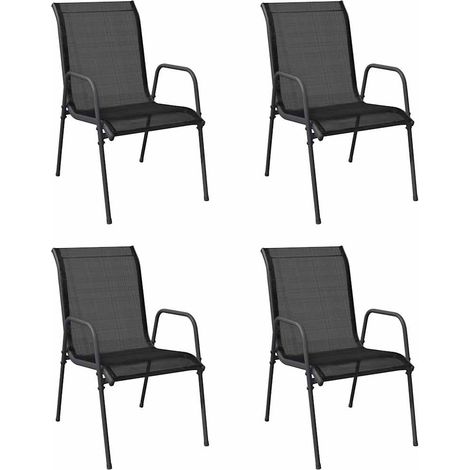 Maison Exclusive - Gartenstühle 4 Stk. Stahl und Textilene Schwar