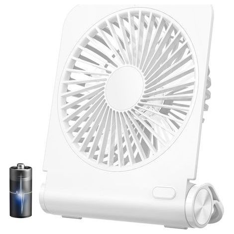 Petit ventilateur de table, rechargeable, pliable, puissant, 4 vitesses, adapté à la croisière, aux voyages et au bureau.-Chrom (1/5)