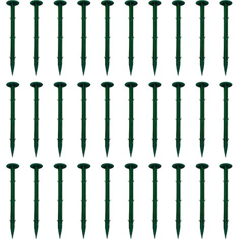Piquets de jardinage et d'aménagement paysager en plastique vert de 11/16/20/25 cm - Piquets polyvalents pour bâches et toiles de paillage (1/5)