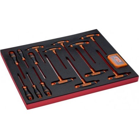 BAHCO - Jeu de tournevis avec manche en T/à fente/Phillips, module 3/3 Fit&Go - 45 pcs