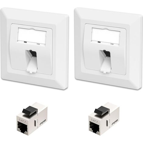 Lot de 2 prises réseau Keystone CAT7 - Montage saillie ou encastré - 1 port RJ45 - Prise saillie - Modules Keystone CAT7 - Câble patch femelle-femelle - Couplage Ethernet (1/5)