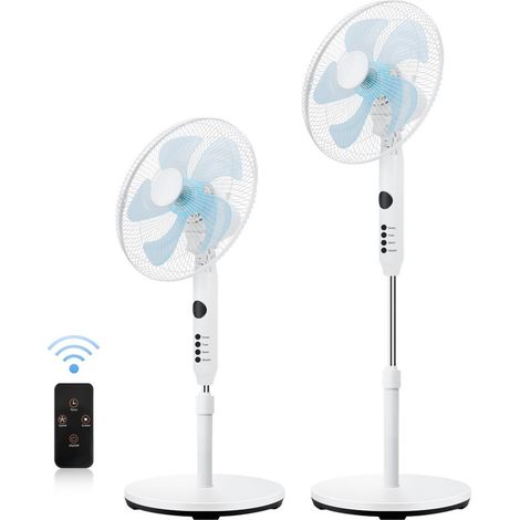 Ventilateur sur Pied, 60W Ventilateur Pied avec Télécommande, Hauteur Réglable 110-130 cm, Minuterie et 8 Vitesses, Ø 45cm, 1PCS