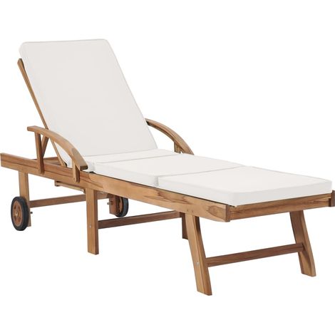Maison Exclusive - Lettini Prendisole con Cuscini 2 pz in Legno di Teak Crema