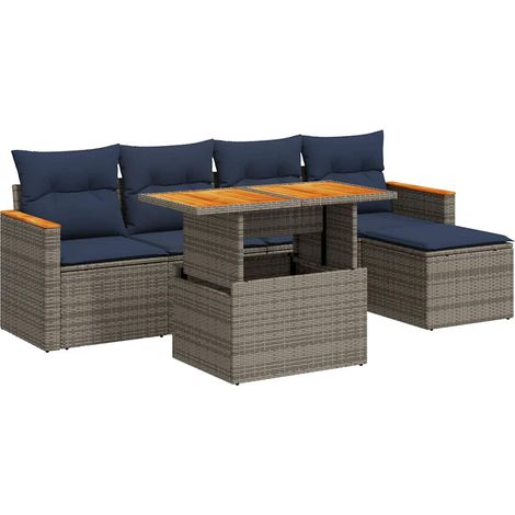 Maison Exclusive - 6-tlg. Garten-Sofagarnitur mit Kissen Grau Pol
