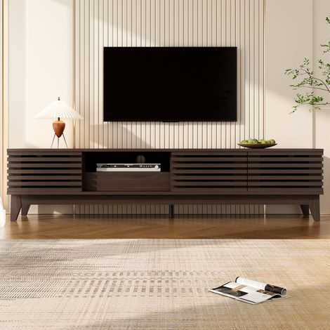 Meuble tv vintage 170x35x40 cm avec 1 tiroir et 3 portes, meuble bas de salon (1/5)