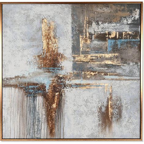 Tableau abstrait élégance gris et or pour salon moderne - Gris doré à effet abstrait (1/4)
