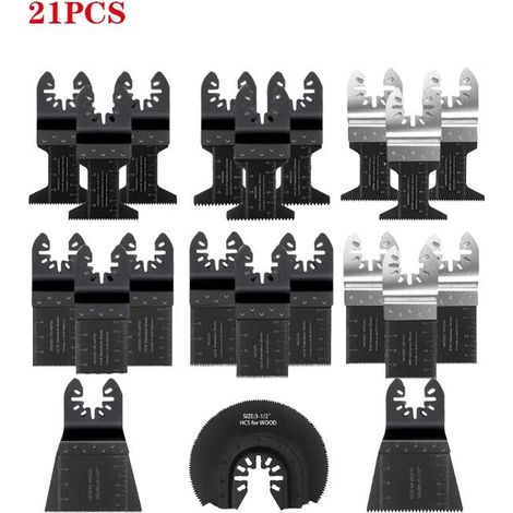 21pack Lames de scie oscillantes professionnelles bois/bi-métal universelle à outils multifonction à dégagement rapide pour Bosch, Artisan, DeWalt,FEIN, Ridgid, TCH (21 Pack)